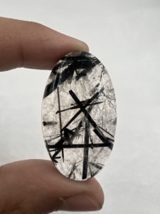 Quartz Rutile Noir Naturel Cabochon Ovale Pierre Précieuse Libre INDIA GEMS 38x22x7MM Effet de Couleur pour la Fabrication de Bijoux Vente en Gros - Product Image 6