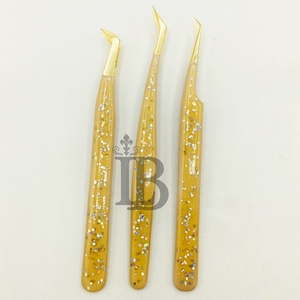 Ensemble de pinces à cils pour extensions de cils, nouvelle version personnalisée, pinces à cils en acier inoxydable avec paillettes, qualité supérieure, prix bas, durables - Product Image 4