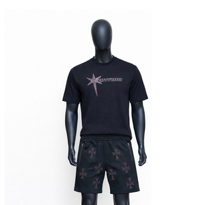Ensemble T-shirt et short pour homme, tenue décontractée d'été, vêtements de tous les jours, coton respirant, style sportif, streetwear hip-hop - Product Image 1