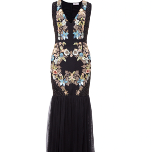 Elegante Bordado Floral Negro |   Vestido de Sirena |   Cuello en V Profundo para Mujer |   Vestido de Fiesta sin Mangas |   Diseñador de Mallas de Malla Transpirable |   Usa. - Product Image 1