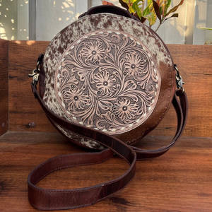 New Tooled Leather Canteen Crossbody Bag with Backpacks for Women Western Cowhide Leather Concealed Carry Large Capacity <b>Handbag</b> - Product Image 2