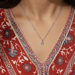 IGI Certified Lab Grown <b>D</b>-E Color Emerald Cut Solitaire Diamond Gold Pendant <b>Necklace</b> with VVS-VS Clarity for Engagement Wedding - Product Image 2