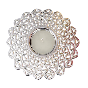 Portavelas de latón de alta calidad estilo árabe vintage con acabado en níquel, portavelas de latón puro para decoración del hogar. - Product Image 2