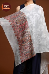Châle en laine d'Angora tissé à la main sur mesure pour femme, 28 x 80 pouces, motif cachemire tropical, écharpe d'hiver - Product Image 2