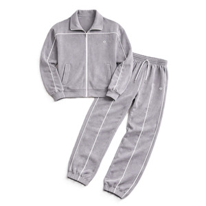 Customized Branding Zip Fleece Hoodies and Jogger Set <b>Athletic</b> Streetwear Contrast Piping Wholesale Supply Quick Dry Breathable - Product Image 2