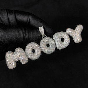 Mens Moissanite 925 Silver Hip Hop Letter Pendant Necklace Iced Out Custom <b>Name</b> <b>Chain</b> Luxury Statement Jewelry For Men Gifts - Product Image 4