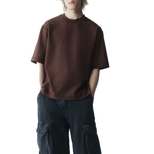 เสื้อยืดทรงหลวมแบบครอปสำหรับผู้ชาย ขายส่งยอดนิยม ไหล่ตก ผ้าฝ้ายแท้ 100% เป็นมิตรกับสิ่งแวดล้อม ระบายอากาศได้ดี รับสั่งทำ - Product Image 6