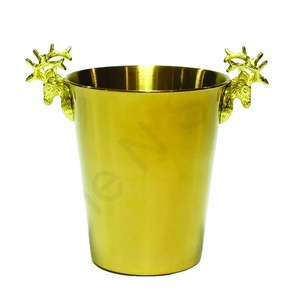 Cubo de vino de ciervo de doble asa de Color dorado de ciervo al por mayor, Enfriador de cerveza de acero inoxidable y cubo de hielo para fiestas - Product Image 1
