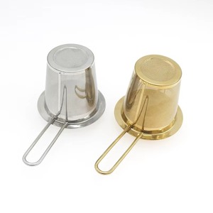Stainless Steel Tea <b>Strainer</b> With Lid Fine <b>Mesh</b> Filter Gold And Silver Color Kitchen Colander <b>Strainer</b> For Brewing Tea - Product Image 3
