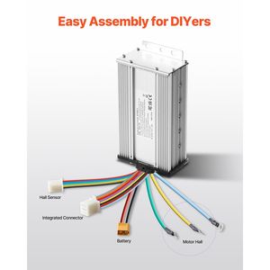 Kit de Motor Eléctrico sin Escobillas de CC de 1800W, 48V, 4500rpm, Controlador de Velocidad, Kit de Acelerador de Pedal de 4500rpm para Bicicleta Eléctrica - Product Image 6