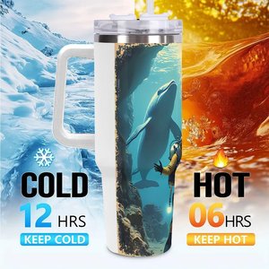 Custom <b>Personalized</b> 40oz Stainless Steel Tumbler With Underwater Diver Design For Outdoor Use - Product Image 6