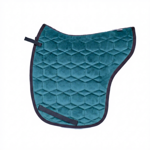 Tapis de selle TOUGH TACK de luxe en velours bleu sarcelle pour cheval islandais, avec matelassage hexagonal, style saut d'obstacles pour la compétition - Product Image 1
