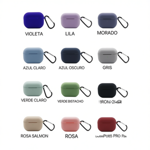 Funda de silicona Pods 3 con clip de mosquetón para Airpods Pro 2.ª generación, funda protectora disponible en varios colores - Product Image 1