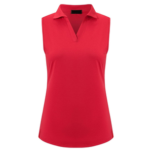 Camiseta Polo Roja Personalizada para Mujer, Top sin Mangas, Ropa Deportiva Elástica, Secado Rápido, para Tenis, Golf y Actividades al Aire Libre - Product Image 1