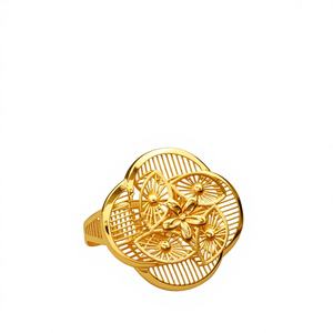 Exquisite 22 K Solid Yellow Gold Classic Floral Filigree Cocktail <b>Ring</b> Women Elegant Handcrafted Mesh Design <b>Statement</b> Jewelry - Product Image 1