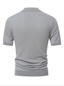 Men's Black Solid Cut Viscose/Cotton Knitted Short Sleeve Quick Dry <b>Old</b> Money for Shirt Casual Breathable Regular Fit - Product Image 4