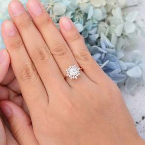 Bague en or rose 14 carats avec diamant synthétique Sun Shine Design pour femme, 2,00 carats, taille ronde, clarté VS1, certifiée IGI, couleur F - Product Image 2