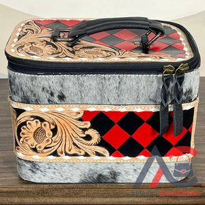 Estuche de Almacenamiento de Joyas de Cuero Genuino Hecho a Mano por Diseñadores, Nueva Llegada, Patrón a Cuadros, Organizador de Viaje, Expo de Marzo - Product Image 1