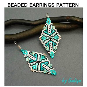 Galiga Handmade <b>Beaded</b> Earrings <b>Turquoise</b> Black White Flower Oval Shape Dangle Jewelry Party Women's Accessories - Product Image 1