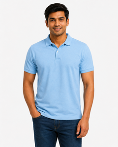 Chemises polo ajustées à manches courtes fabriquées en Inde, en tissu coton stretch, pour le golf et les activités de plein air. - Product Image 1
