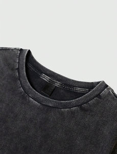 T-shirt unisexe élégant en polyester/coton, délavé à la pierre et à l'acide, coupe ajustée, respirant, confortable, durable, grandes tailles, haute qualité - Product Image 3