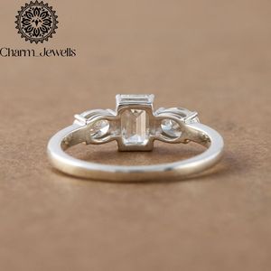 Anillo de compromiso Charm_Jewells para mujer, de plata, con moissanita de corte cojín, tres piedras, engaste clásico de puntas, certificado IGI, 3 GM - Product Image 6