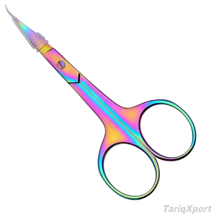 Tijeras Profesionales Pequeñas de Acero Inoxidable Multicolor para Uñas, Maquillaje y Recorte de Cejas con Cuchillas Rectas Afiladas y Logotipo - Product Image 3