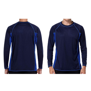 Men's Long Sleeve Rash Guard <b>Blue</b> Quick Dry Athletic <b>Base</b> <b>Layer</b> Top Full Sleeve Polyester Sport Wear - Product Image 5