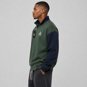 Sudadera con capucha de algodón 100% personalizada OEM/ODM con cremallera de un cuarto, diseño de bloques de color, bordado y estampado de logotipo, ideal para invierno. - Product Image 5