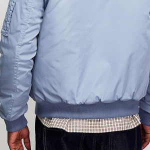 Blouson bomber bleu clair pour homme, couleur unie, fermeture éclair, vêtement décontracté pour l'automne, coupe-vent, matière polyester - Product Image 3