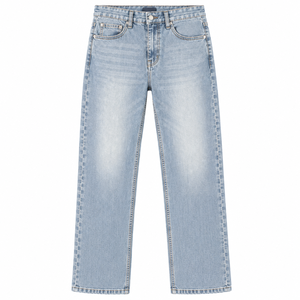 Pantalones Casuales de Mezclilla para Hombre, Corte Recto, Jacquard Texturizado, Algodón Elástico, Ecológicos, Transpirables, Lavado Medio, 5 Bolsillos - Product Image 2