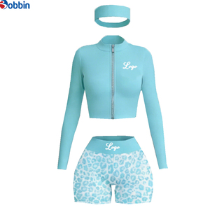 Women's Winter <b>Workout</b> Sets 3-Piece Hip Hop Style Sports <b>Jacket</b> & Gold Zipper Shorts Solid Color Spandex/Cotton Gym Yoga Set - Product Image 3