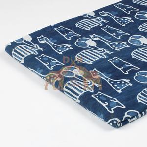 Wholesale 100% Hand Block Indigo Cotton Fabric <b>For</b> Dresses New Stylish Elephant Design <b>For</b> Home Decor - Product Image 6