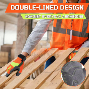High Visibility Work <b>Gloves</b>, Best Product Orange Grey <b>Knitted</b> Palm Reinforced Grip Custom OEM ODM Wholesale Industrial <b>Gloves</b> - Product Image 6