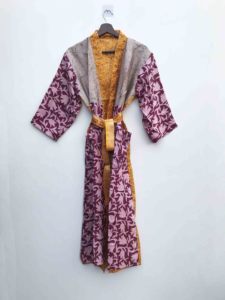 Kimono de Seda Vintage Premium, Estilo Saree, con Parches, Ropa de Estar por Casa y de Playa, Precio al por Mayor - Product Image 2