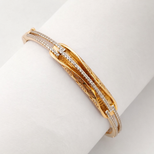 18ct Rose Gold Diamond Accent <b>Bangle</b> <b>Bracelet</b> for Women Twisted Textured Design Fine Jewelry Wedding Party Gift - Product Image 1