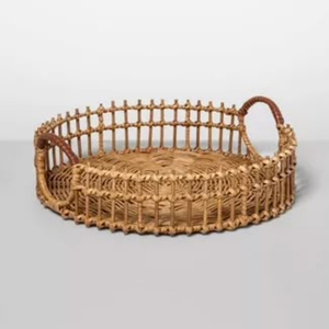 Rectangular Rattan Serving <b>Tray</b> With Built-in Handles Eco-Friendly Woven Wicker Bread Fruit Storage <b>Basket</b> Decorative Food Use - Product Image 3