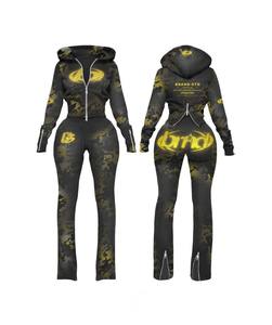 Wholesale Women Brown Camo Print Two Piece Set Slim Fit Hooded Jacket Flare Leg Sweatpants <b>Y2K</b> Streetwear Activewear <b>Tracksuit</b> - Product Image 5