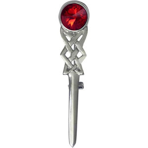 Pin para Kilt con Espada Celta, Nueva Marca, Accesorio Tradicional Escocés, Acabado Cromado, Color Rojo Cereza - Product Image 1