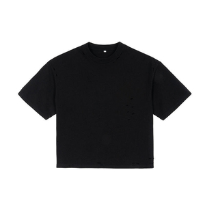 เสื้อยืดคอตตอนทรงบ็อกซี่ฟิต หนานุ่ม สำหรับผู้ชาย ทรงครอป โอเวอร์ไซส์  เสื้อยืดเรียบๆ สไตล์ดิสเทรส สตรีทแวร์ ฮิปฮอป  รับสกรีนลาย - Product Image 2