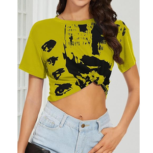 Ladies Casual Oversized <b>Crop</b> Tee Cotton Loose Fit Drop Shoulder Plain Streetwear Custom Print Summer <b>Top</b> - Product Image 4