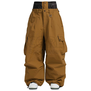 Pantalon de ski unisexe noir grande taille avec poches cargo, fermeture éclair, imperméable, respirant, coupe-vent, pour adultes - Product Image 6