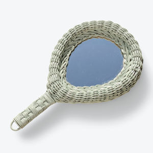 Espejo de belleza tejido a mano, tamaño mini, de ratán, accesorios de maquillaje para niñas. - Product Image 1