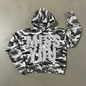 Black Rhinestone Patches Embroidered Hoodies 280gsm Cotton Heavyweight Hoodies Sleeve Rhinestone Boxy Fit Cropped Zipper Hoodies - Product Image 3