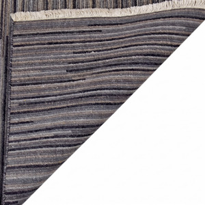 Charcoal <b>Grey</b> Horizontal Linear <b>Rug</b>, Minimalist Textured Area Carpet with Fringes for <b>Living</b> <b>Room</b>, Bedroom and Hotel Interiors - Product Image 6