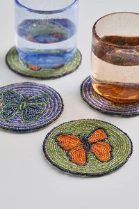 Assorted Beaded Flower <b>Coasters</b> Handmade Colorful Drink <b>Coaster</b> <b>Set</b> - Product Image 3