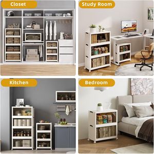 Scatola di Stoccaggio Pieghevole con Porta Trasparente da 25,6 Pollici, 3 Livelli, Grande Capacità, Facile Accesso, Accessorio Salvaspazio per Armadio - Product Image 6