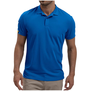 T-shirt de golf décontracté pour hommes, séchage rapide, respirant, en polyester uni, coupe courte, personnalisable, sérigraphié, vente en gros - Product Image 1
