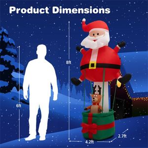8 Feet Inflatable Santa Claus and Reindeer Outdoor Holiday Yard Decorations for Christmas - Product Image 3
