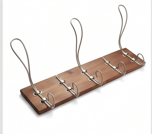 Premium Wooden Wall Mount <b>Hook</b> Rack With 4 Metal <b>Hooks</b> Rustic Style For Clothing Storage Space Saving Design - Product Image 1